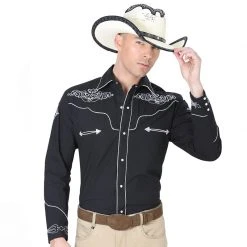 El General Men's Black Charro Shirt MENS