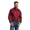 MENS Ariat Men's Burgundy Solid Twill Classic Fit Shirt