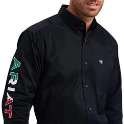 Ariat Men's Black Mexico Team Logo Twill Classic Fit Shirt