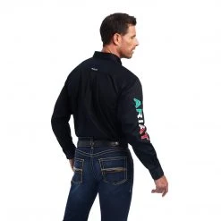 Ariat Men's Black Mexico Team Logo Twill Classic Fit Shirt 3 Ariat Men's Black Mexico Team Logo Twill Classic Fit Shirt