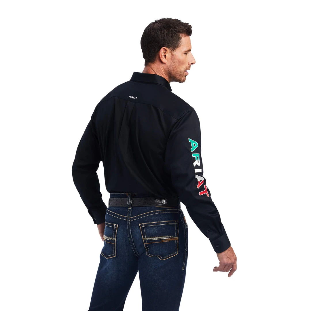 Ariat Men's Black Mexico Team Logo Twill Classic Fit Shirt Ariat Men's Black Mexico Team Logo Twill Classic Fit Shirt