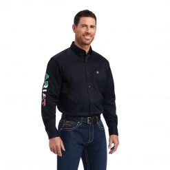 Ariat Men's Black Mexico Team Logo Twill Classic Fit Shirt
