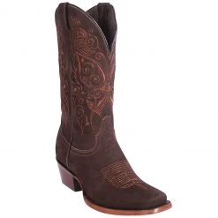 El General Suede Brown Square Toe Cowgirl Boots