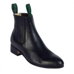 La Barca Men's Black Leather Botin Charro MENS