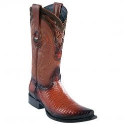 MENS Wild West Boots Snip Toe Lizard Teju Faded