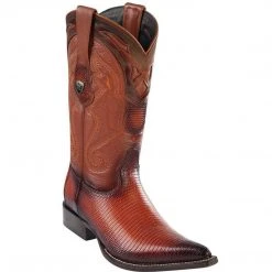 Wild West Boots MENS Wild West Lizard Faded Cognac 3x Toe Cowboy Boots