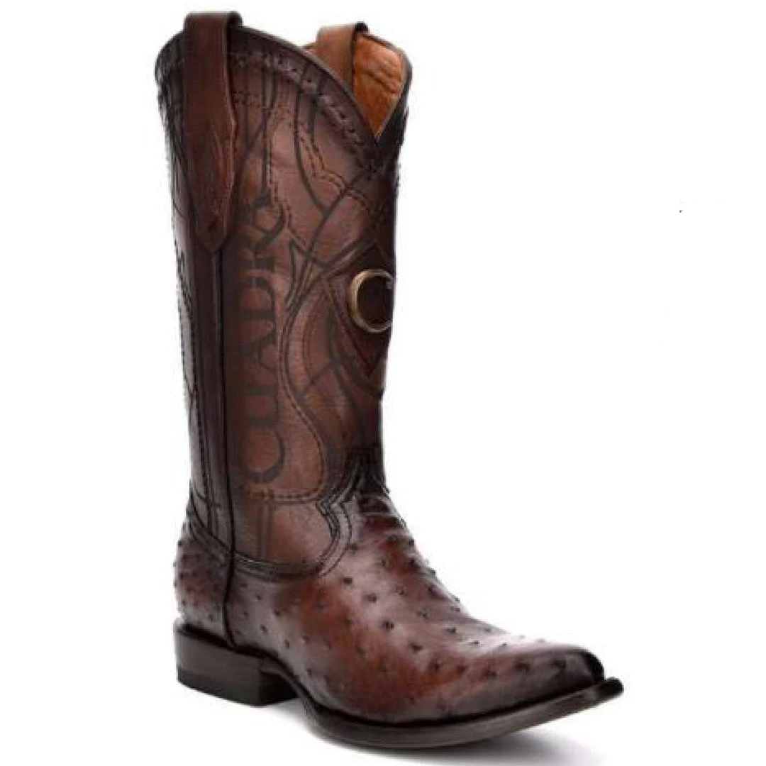 Cuadra Men's Ostrich R-Toe Cowboy Boots - Flame Brown Cuadra Men's Ostrich R-Toe Cowboy Boots - Flame Brown
