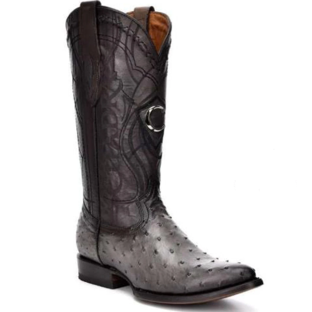 Cuadra Men's Ostrich R-Toe Cowboy Boots - Flame Grey MENS Cuadra Men's Ostrich R-Toe Cowboy Boots - Flame Grey MENS