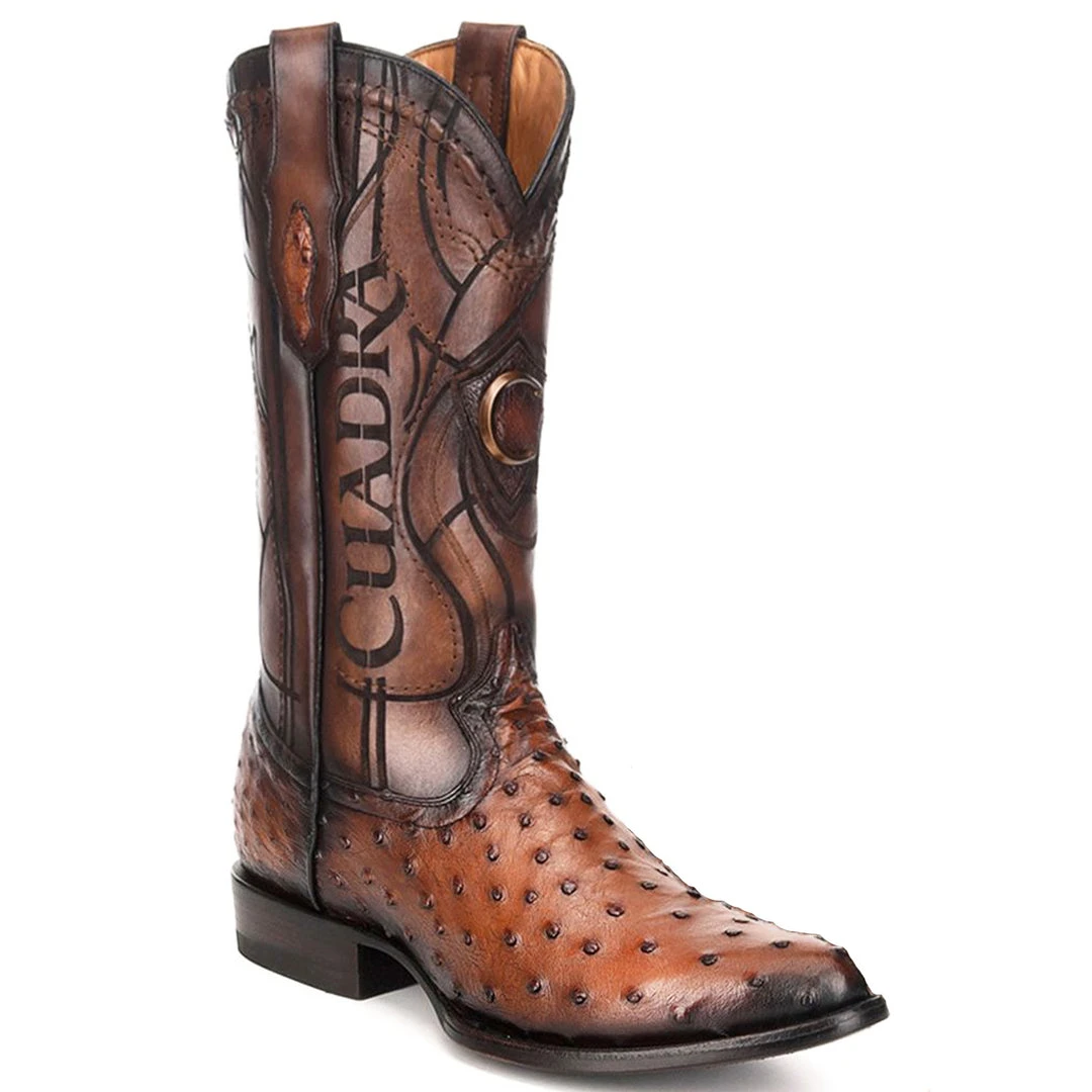 Cuadra Men's Ostrich R-Toe Cowboy Boots - Moroni Castano Cuadra Men's Ostrich R-Toe Cowboy Boots - Moroni Castano