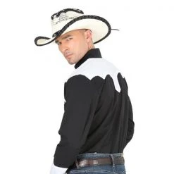 El General Men's Western Shirt Black/White