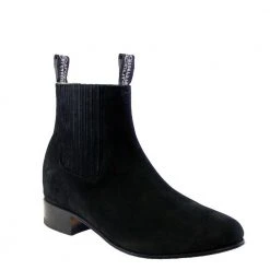 El Canelo Men's Black Suede Botin Charro MENS