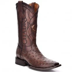 Cuadra Men's Ostrich Wide Square Toe Cowboy Boots - Everest Chocolate