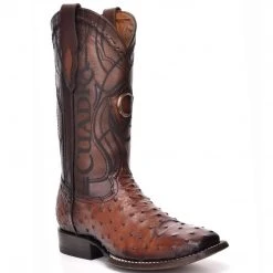 Cuadra Men's Ostrich Wide Square Toe Cowboy Boots - Moroni Castano