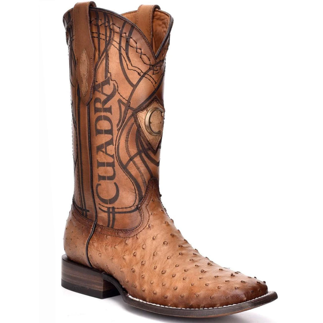Cuadra Men's Ostrich Wide Square Toe Cowboy Boots - Flame Orix MENS Cuadra Men's Ostrich Wide Square Toe Cowboy Boots - Flame Orix MENS