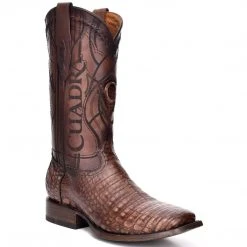 Cuadra Men's Square Toe Caiman Belly Lumber Whisky Cowboy Boots MENS