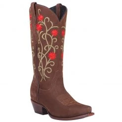 WOMENS El General Flower Suede Snip Toe Cowgirl Boots