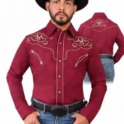 El General MENS Men's Wine Charro Shirt