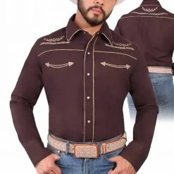 El General Men's Western Brown Charro Shirt