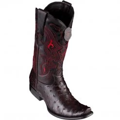 Los Altos Boots MENS Los Altos Men's Ostrich Black Cherry Cowboy Boots - H79 Dubai Toe