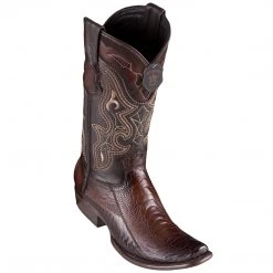 Los Altos Boots Los Altos Men's Ostrich Leg Faded Brown Cowboy Boots - H79 Dubai Toe