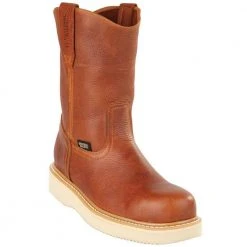 Original Michel Leather Pull On Grisly Work Boots Steel Toe Honey MENS