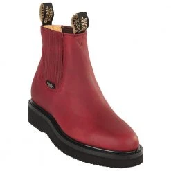 Original Michel Short Ankle Pull On Work Boots - Burgundy