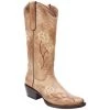 White Diamonds Flower Snip Toe Cowgirl Boots - Sand