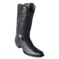 Los Altos Boots Los Altos Men's Black Ostrich Square 7-Toe Cowboy Boots MENS