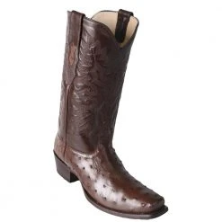 Los Altos Boots MENS Los Altos Men's Brown Ostrich Square 7-Toe Cowboy Boots