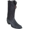 Los Altos Boots MENS Los Altos Men's Sanded Black Ostrich Leg Square 7-Toe Cowboy Boots