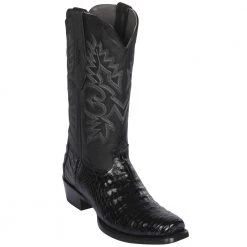 Los Altos Boots MENS Los Altos Men's Black Caiman Belly Cowboy Boots 7-Toe