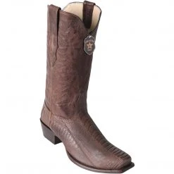 Los Altos Boots MENS Los Altos Men's Brown Ostrich Leg Square 7-Toe Cowboy Boots