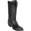 Los Altos Boots Los Altos Mens Black Caiman Hornback R-Toe Cowboy Boots