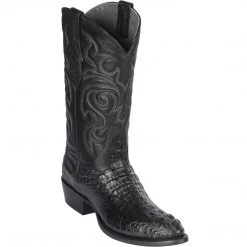 Los Altos Boots Los Altos Mens Black Caiman Hornback R-Toe Cowboy Boots