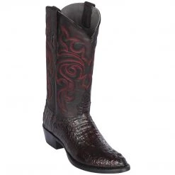 Los Altos Boots Los Altos Mens Black Cherry Caiman Hornback R-Toe Cowboy Boots