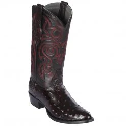 Los Altos Boots Los Altos Men's Black Cherry Ostrich R-Toe Western Boots