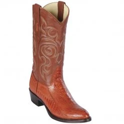 Los Altos Boots Los Altos Mens Cognac Ostrich Leg R-Toe Cowboy Boot