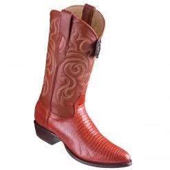 Los Altos Boots MENS Los Altos Cognac Lizard Teju R-Toe Cowboy Boots