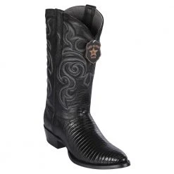 Los Altos Boots MENS Los Altos Lizard Teju R-Toe Black Cowboy Boots