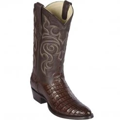 Los Altos Boots Los Altos Mens Brown Caiman Belly Round Toe Cowboy Boots