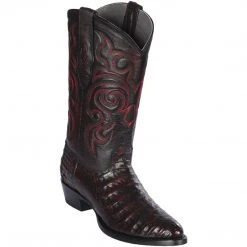 Los Altos Boots Los Altos Mens Black Cherry Caiman Belly Round Toe Cowboy Boots