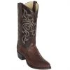 Los Altos Boots Los Altos Mens Brown Ostrich Leg Boots R-Toe Cowboy Boots