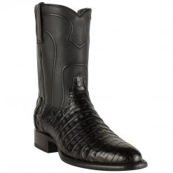 Los Altos Boots Los Altos Mens Black Caiman Belly Roper Boots