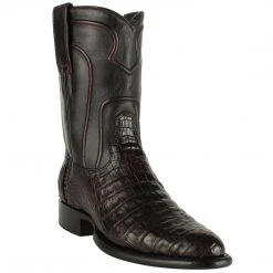 Los Altos Boots Los Altos Mens Black Cherry Caiman Belly Roper Boots