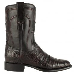 Los Altos Boots Los Altos Mens Black Cherry Caiman Belly Roper Boots