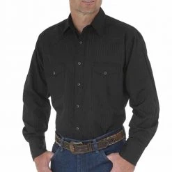 MENS Wrangler Men's Long Sleeve Dobby Stripe Shirt