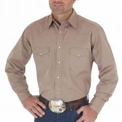 MENS Wrangler Men's Long Sleeve Dobby Stripe Shirt