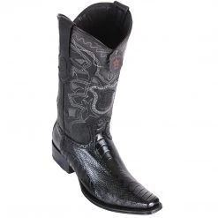 Los Altos Boots Los Altos Men's Ostrich Leg European Toe Black Western Boots MENS
