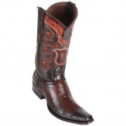 Los Altos Boots MENS Los Altos Men's Ostrich Leg Faded Brown European Toe Cowboy Boots