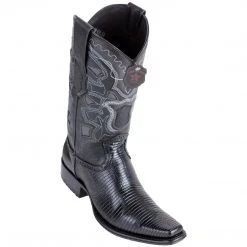 Los Altos Boots Los Altos Men's Lizard Teju European Toe Black Cowboy Boots MENS